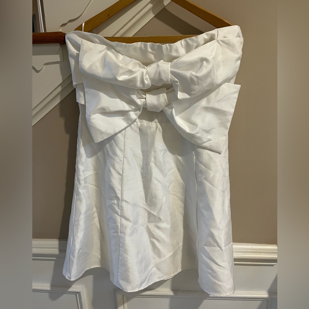 Anthropologie White Strapless Dress with Bow Detail - Picture 5 of 13